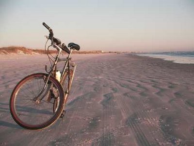 bike riding at the beach